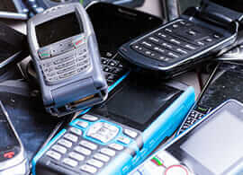 A photo of mobile phones to be recycled