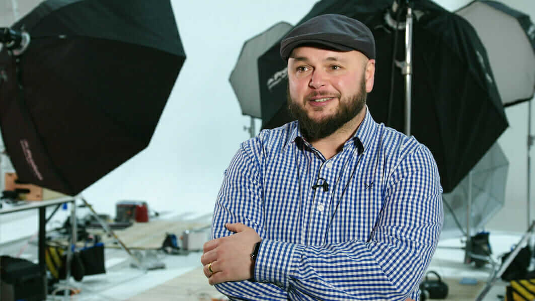 photo of Ian Downs in photo studio by Gregg Segal for Recycle Your Electricals