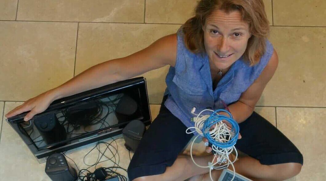 photo of Fiona Hoggard with old electricals