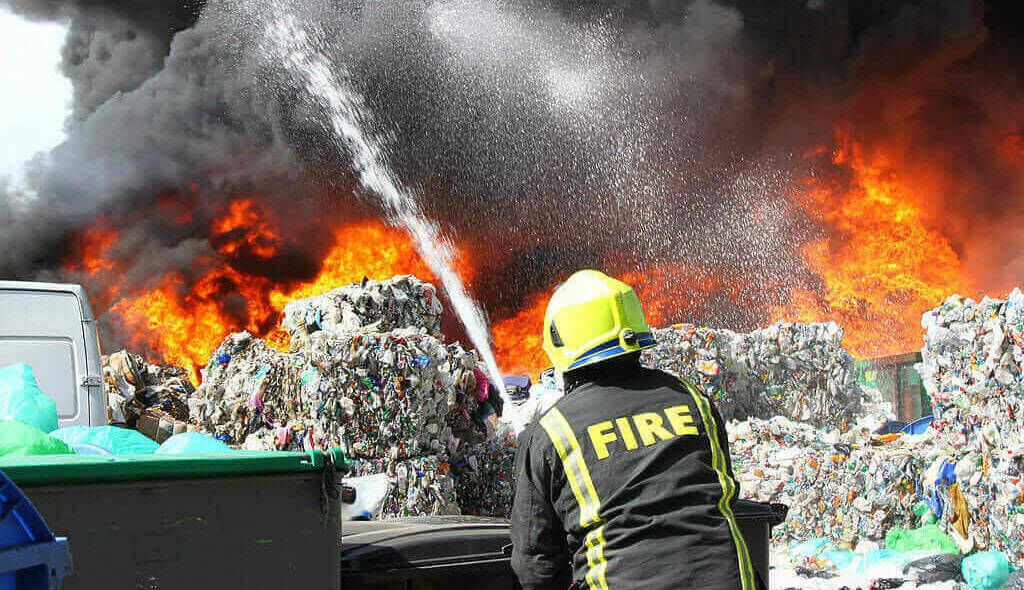 fire fighting at waste site