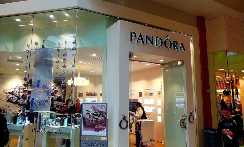 Shop front of jewellery retailer Pandora