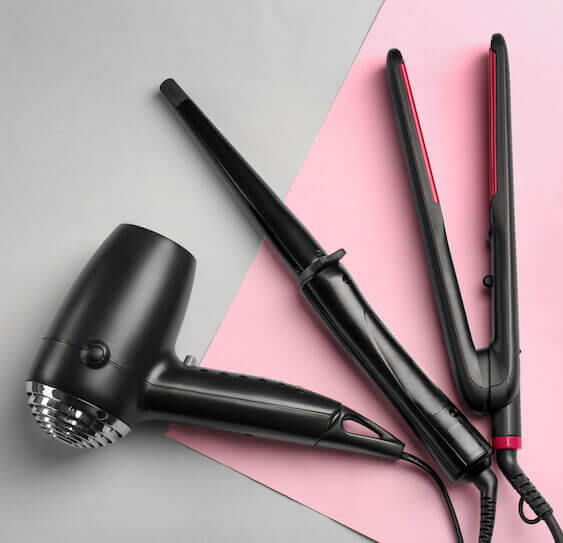 hairdryer, tongs and straighteners