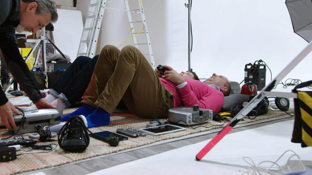 Paul and son with electricals. Photo by Gregg Segal