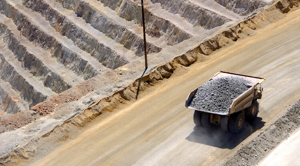 Truck carrying ore at a copper mine