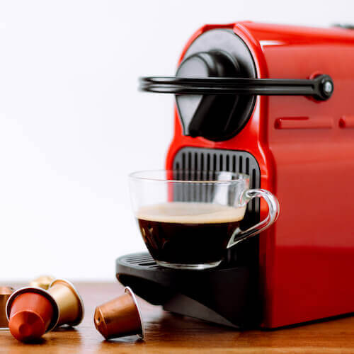 domestic coffee machine with pods