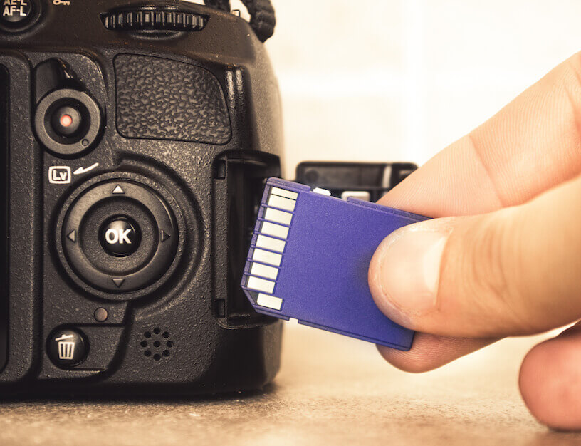 inserting sd card in camera