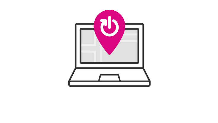 Laptop with recycling locator icon