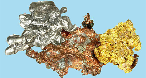 three lumps of precious metals