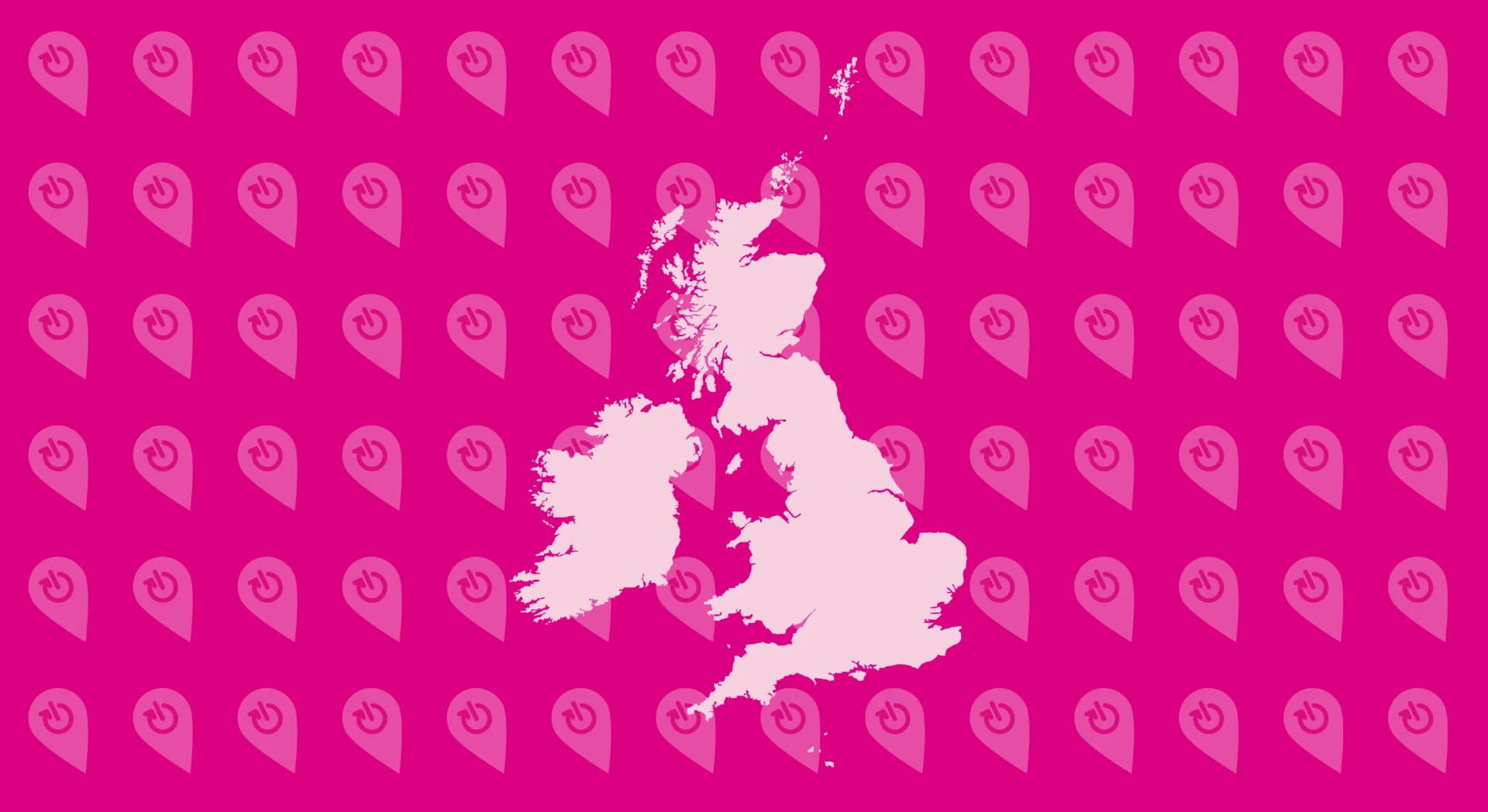 a map of the uk in pink