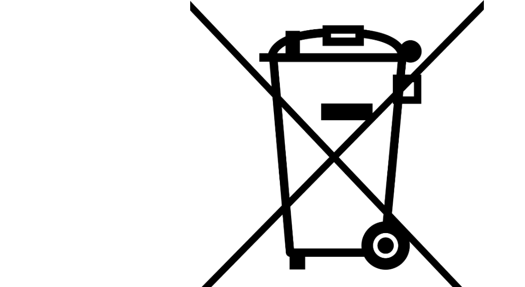 a wheelie bin with a black cross on top of it - the electrical recycling logo